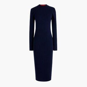 NWT J. Crew Womens Long Sleeve Knit Ribbed Midi Dress Navy Blue